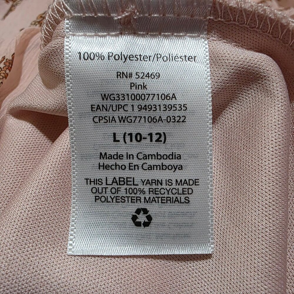Wonder Nation Girls Chiffon Peasant Dress Size L 10-12 Elbow Length Sleeve Pink - Picture 4 of 10